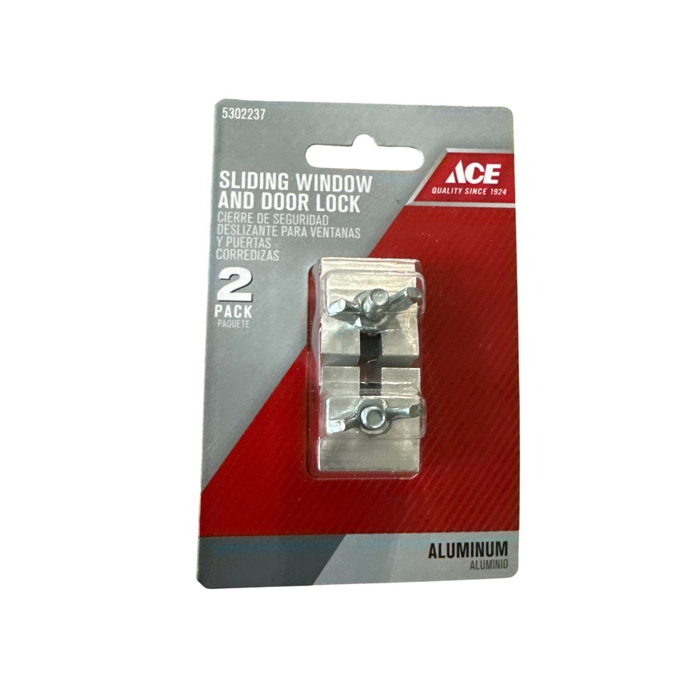 Ace Hardware Aluminum Sliding Window and Door Lock 2 Pack Silver 5302237 New